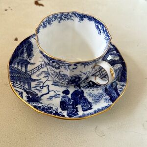 Antique Royal Crown Derby Cup and Saucer Mikado Pattern   Dover Shape